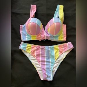 SHEIN Striped Underwire Bikini